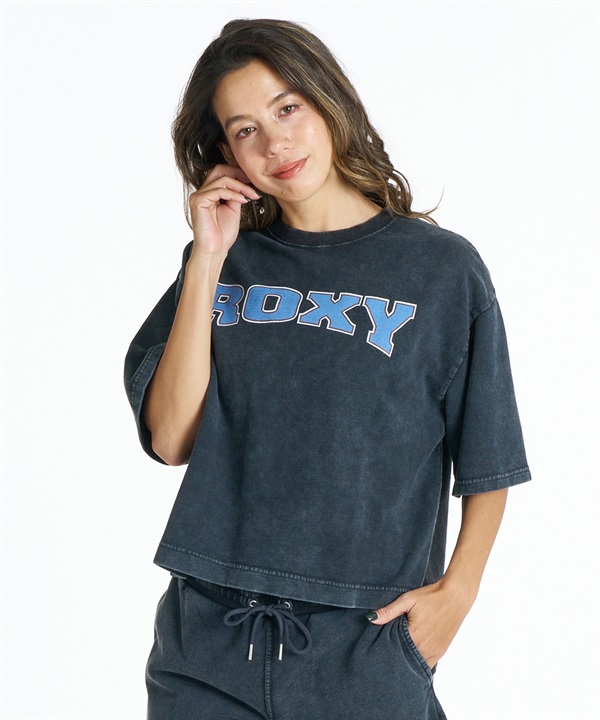 ROXY ロキシー 半袖 Tシャツ レディース クロップド丈 カレッジロゴ RST261648M ムラサキスポーツ限定