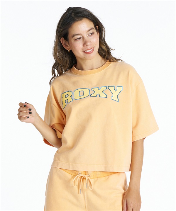 ROXY ロキシー 半袖 Tシャツ レディース クロップド丈 カレッジロゴ RST261648M ムラサキスポーツ限定