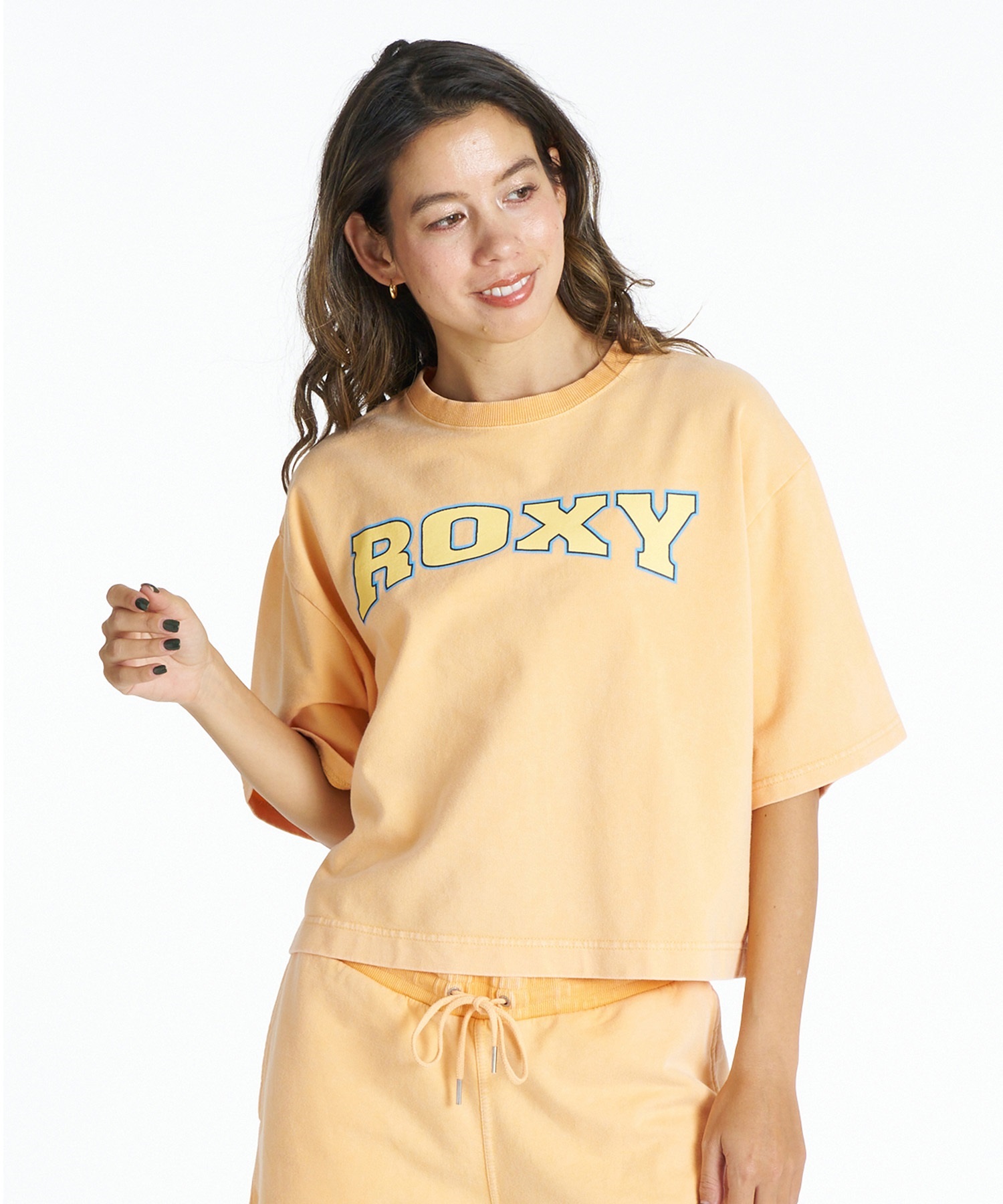 ROXY ロキシー 半袖 Tシャツ レディース クロップド丈 カレッジロゴ