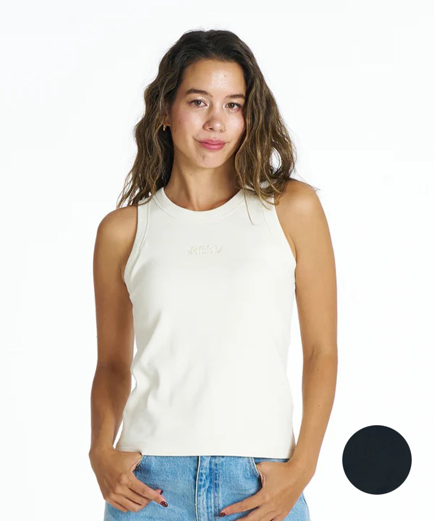 ROXY ロキシー タンクトップ レディース シンプル CREST OF A WAVE パッド付きタンクトップ RDK262039(WHT-M)