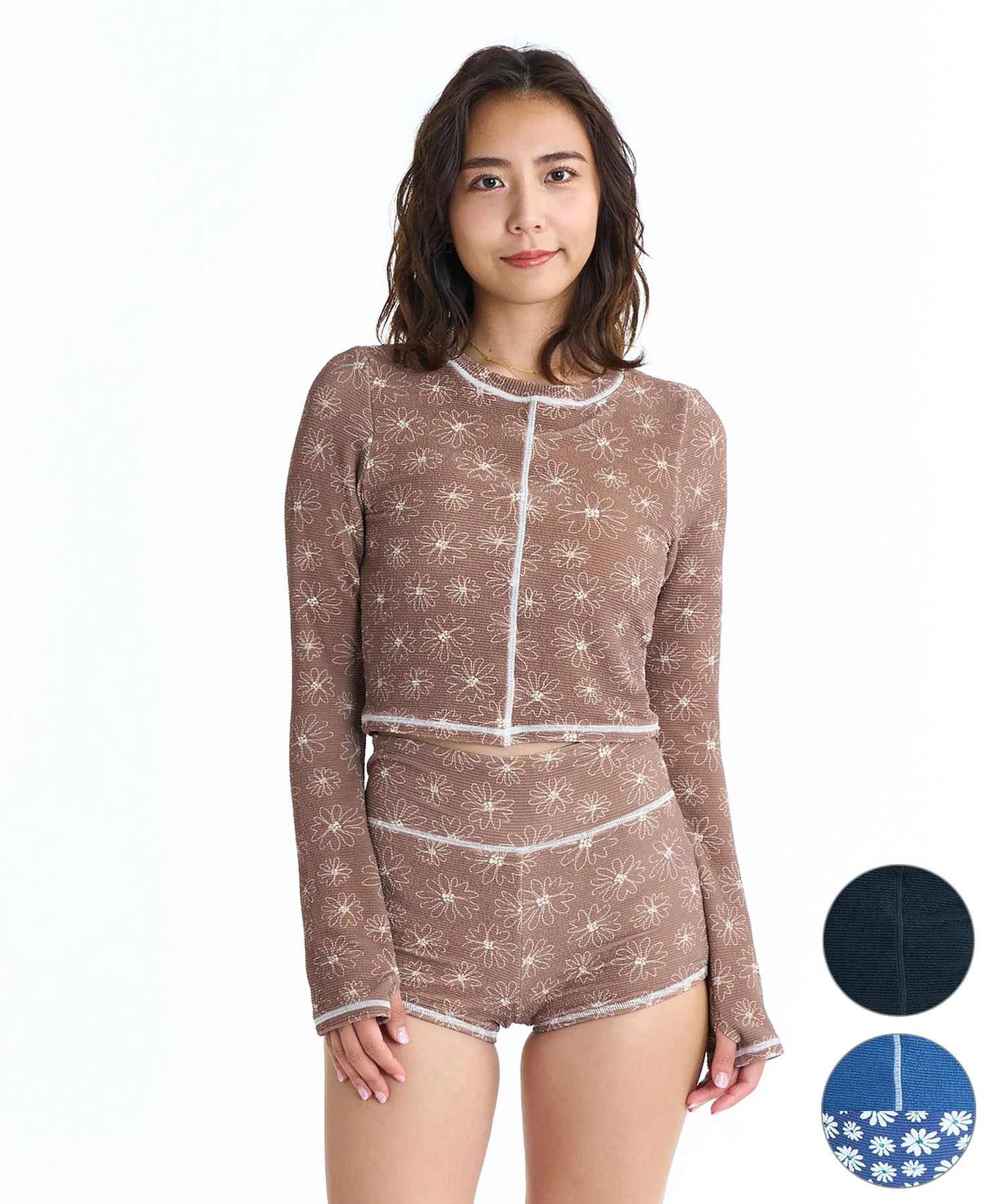 ROXY ロキシー 水着 セット レディース 長袖 配色ステッチ CALM RIDE