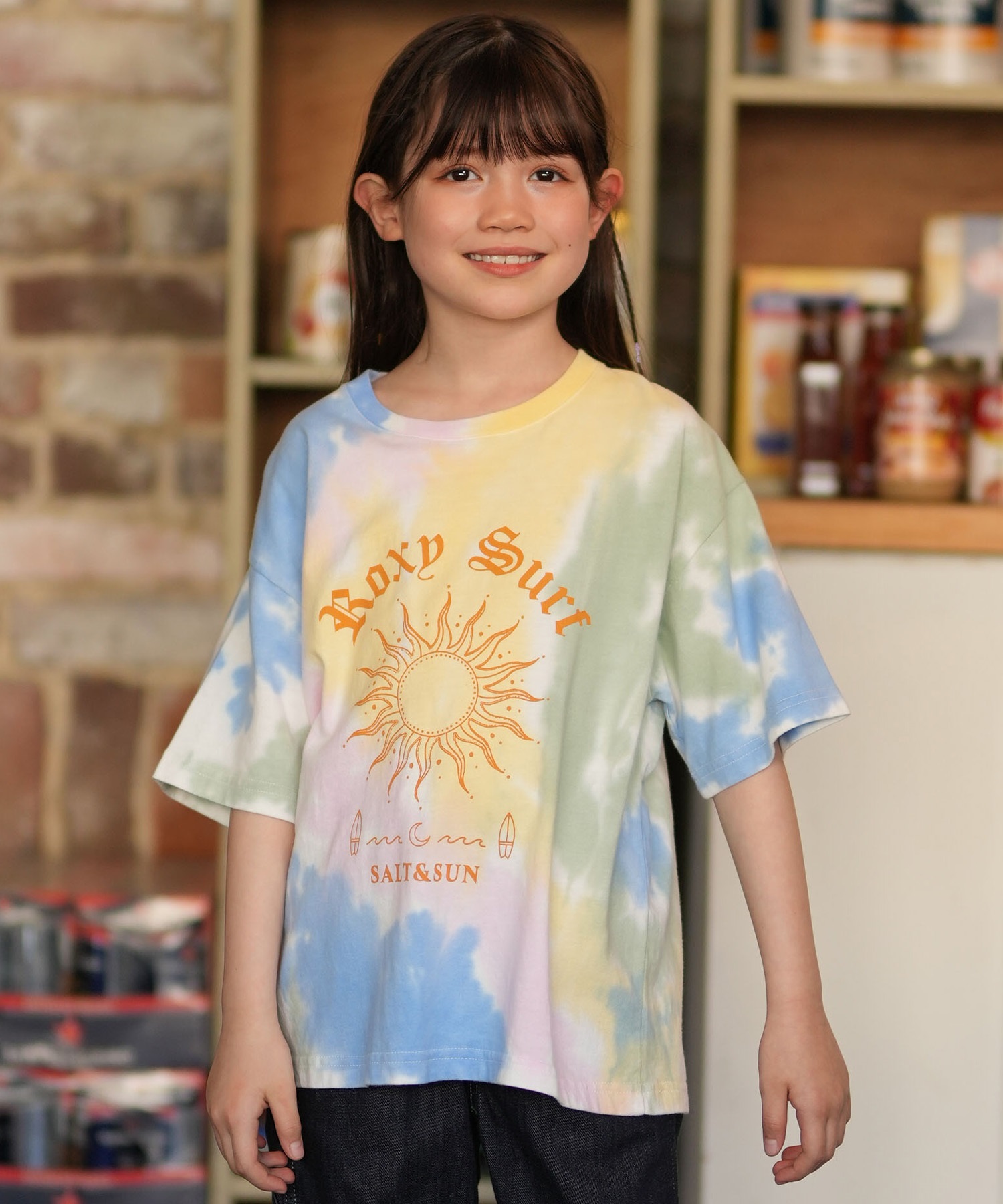 ROXY ロキシー 半袖 Tシャツ キッズ ジュニア 子供 オーバーサイズ MINI MAKE SOME WAVES TST261119(MUL1-130cm)