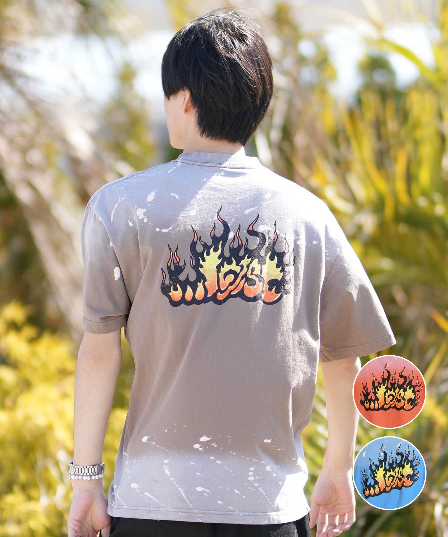 LOST ロスト 半袖 Tシャツ メンズ バックプリント FLAME LAM TEE LM6S
