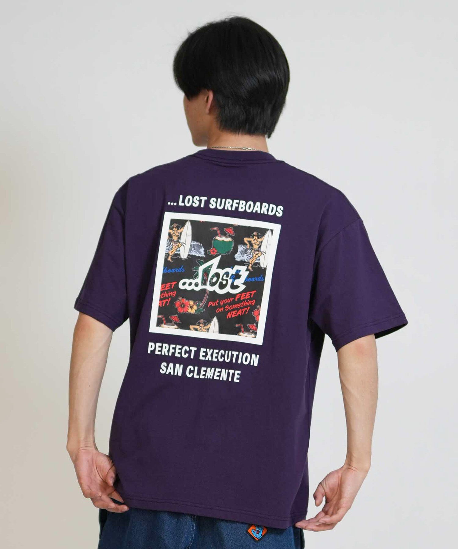 LOST ロスト 半袖 Tシャツ メンズ バックプリント MEYHEM FINE CURVES