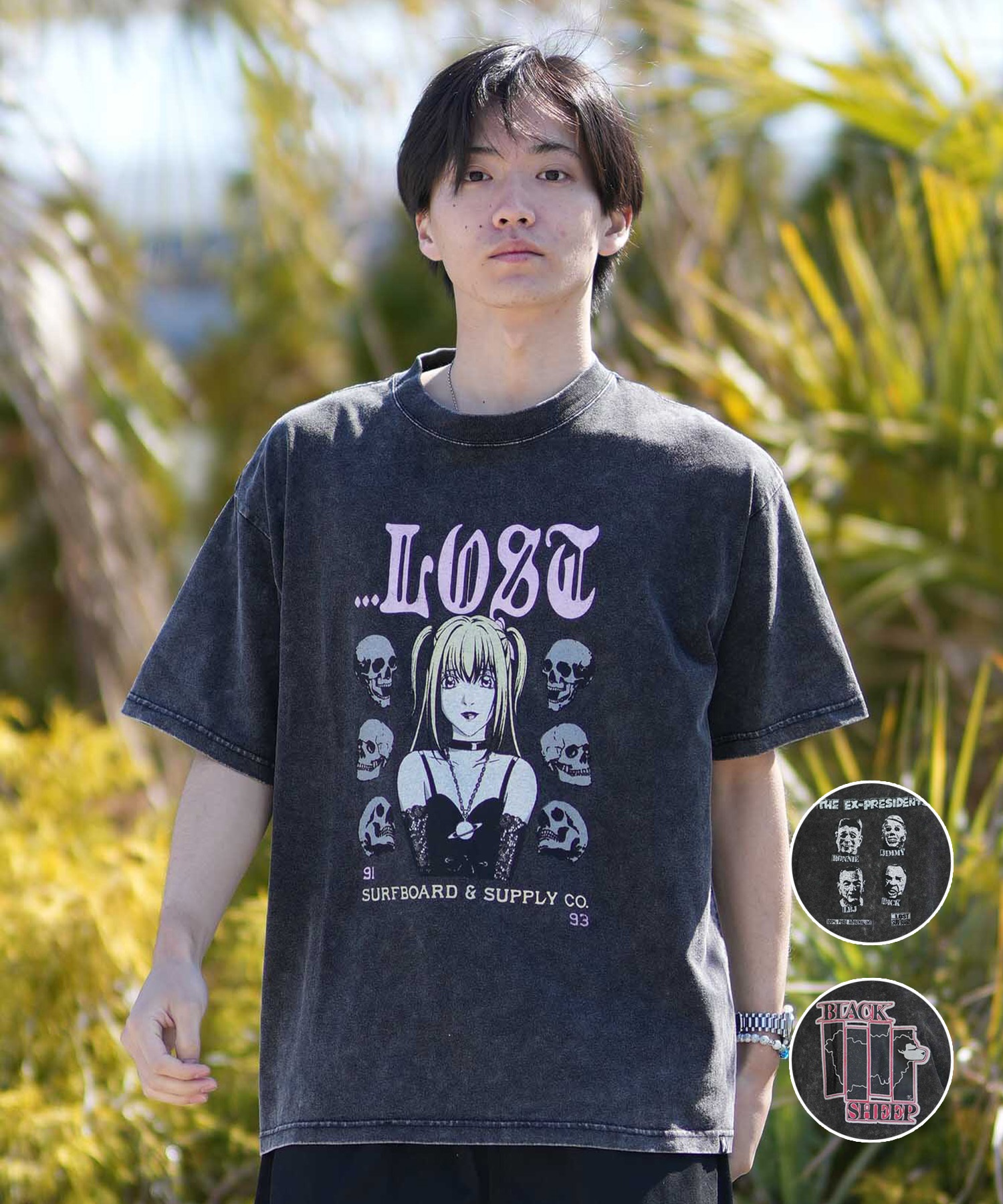 LOST ロスト 半袖 Tシャツ メンズ グラフィック MIXER TEE LM6S-2113