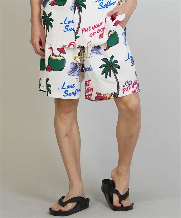 LOST ロスト ハーフパンツ ショートパンツ メンズ ショーツ 総柄 ストレッチ セットアップ対応 LM6S-3302