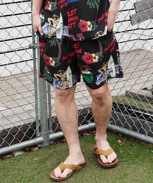 LOST ロスト ハーフパンツ ショートパンツ メンズ ショーツ 総柄 ストレッチ セットアップ対応 LM6S-3302