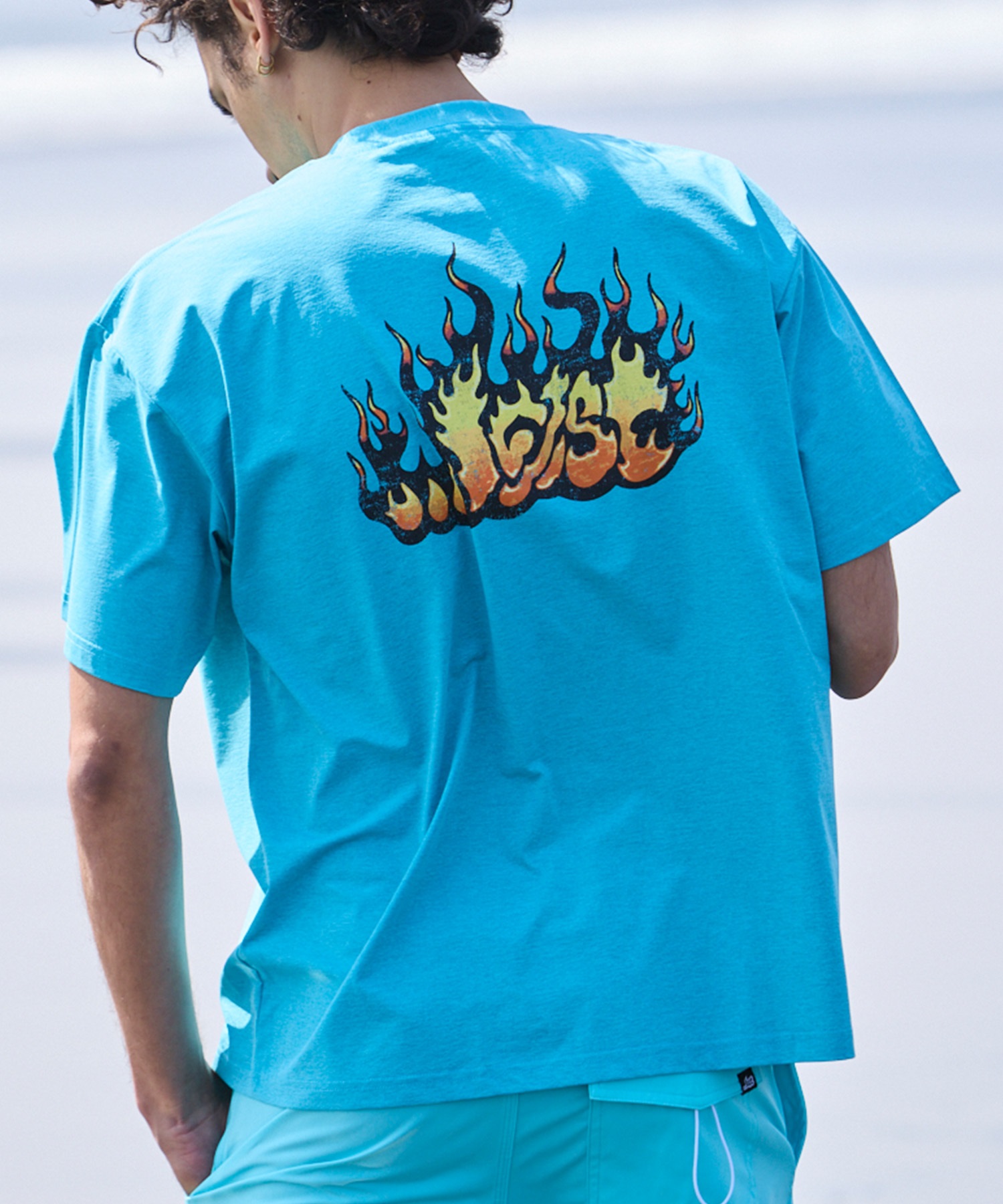 LOST ロスト 水着 ラッシュガード メンズ 半袖 Tシャツ UVカット 速乾 ストレッチ 水陸両用 LM6S-4302(CYAN-M)