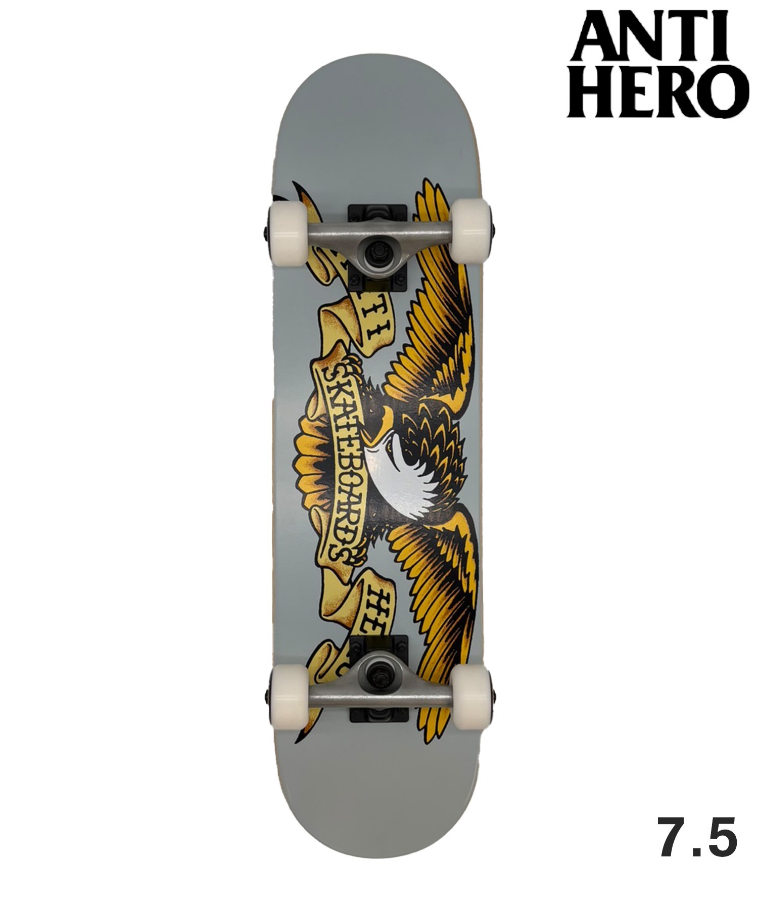 ANTIHERO アンチヒーロ スケートボード コンプリート 7.3inch ~ 7.75inch EAGLE 初心者 おすすめ 人気 完成品(GRY-7.5inch)