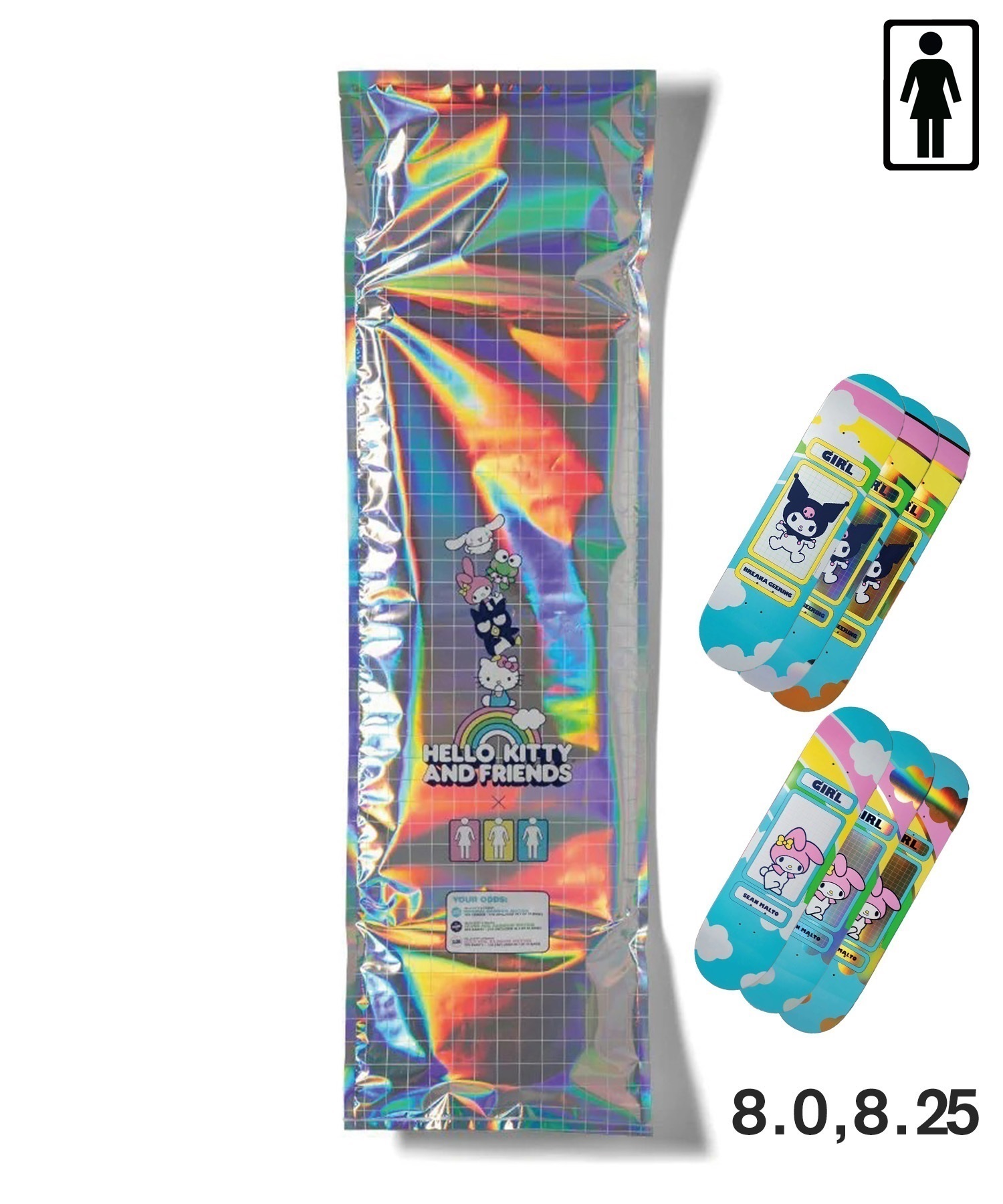 GIRL ガール スケートボード デッキ 8.0,8.25inch HELLO KITTY