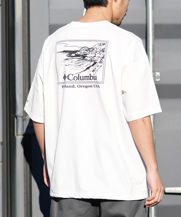 Columbia コロンビア 半袖 Tシャツ メンズ バックプリント 吸湿速乾 UVカット 水陸両用 PM0917 ムラサキスポーツ限定