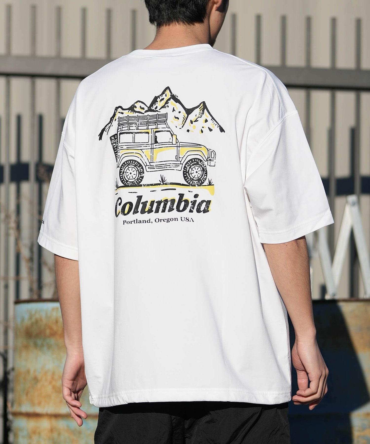 Columbia コロンビア 半袖 Tシャツ メンズ バックプリント 吸湿速乾 UVカット 水陸両用 PM0938 ムラサキスポーツ限定(100-S)