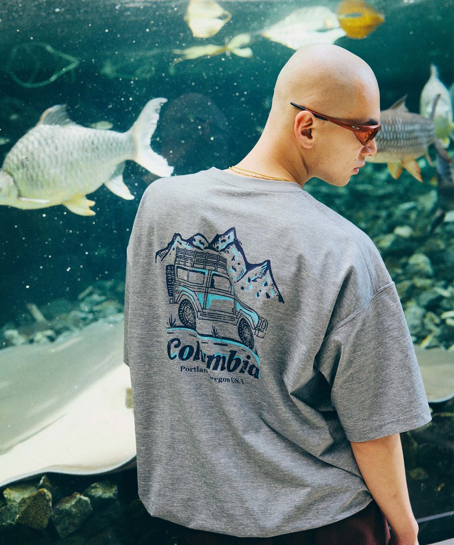 Columbia コロンビア 半袖 Tシャツ メンズ バックプリント 吸湿速乾 UVカット 水陸両用 PM0938 ムラサキスポーツ限定