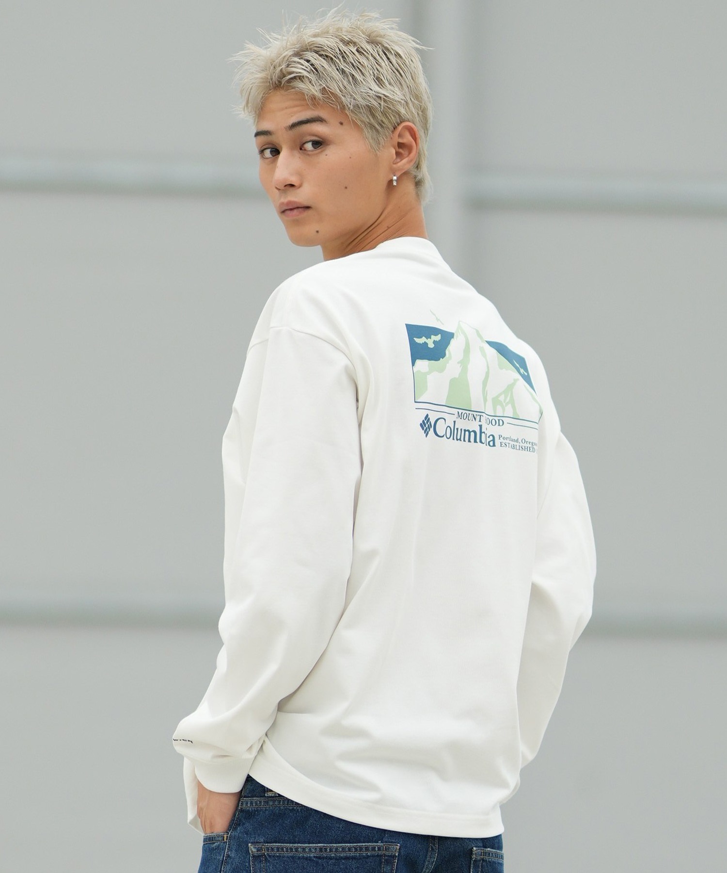 columbia コロンビア 長袖 Tシャツ ロンT メンズ バックプリント ロゴ