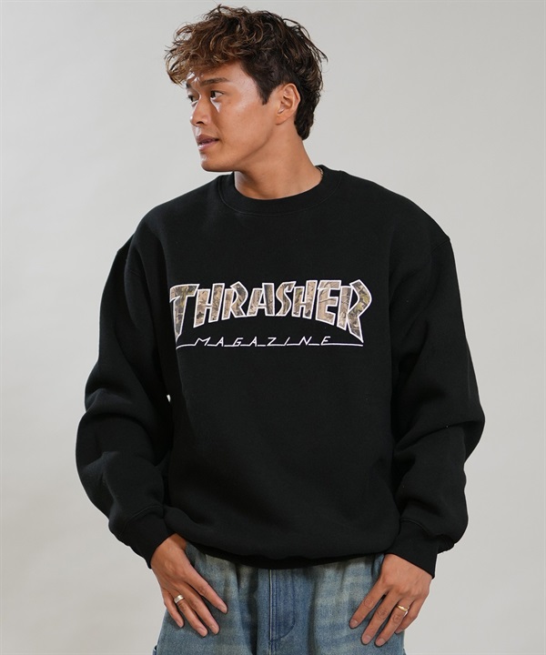 THRASHER スラッシャー トレーナー スウェット メンズ 裏起毛 450gCVCアップリケトレーナー 264TH1TR109 ムラサキスポーツ限定
