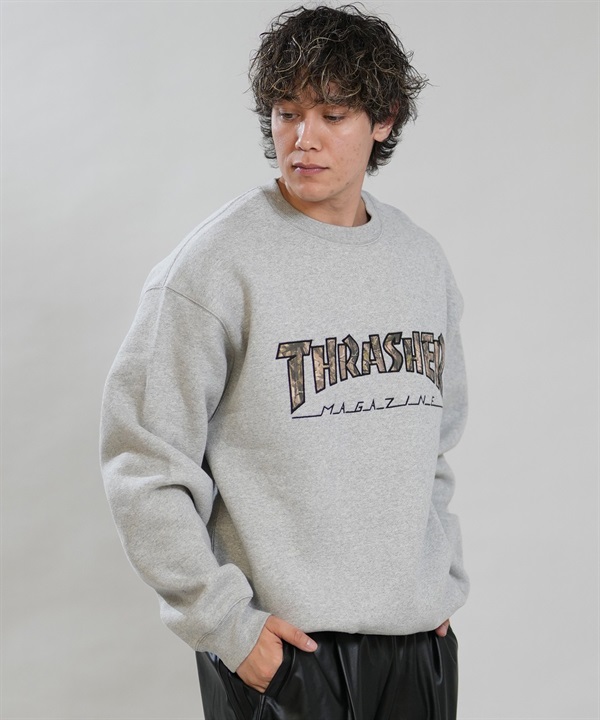 THRASHER スラッシャー トレーナー スウェット メンズ 裏起毛 450gCVCアップリケトレーナー 264TH1TR109 ムラサキスポーツ限定