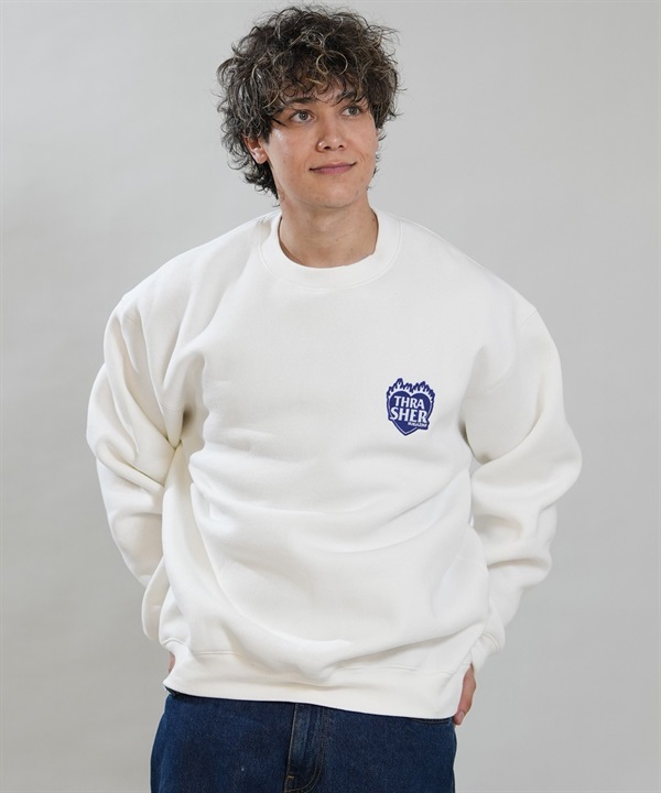 THRASHER スラッシャー トレーナー スウェット メンズ 裏起毛 450gCVCワッペン刺繍トレーナー 264TH1TR110 ムラサキスポーツ限定