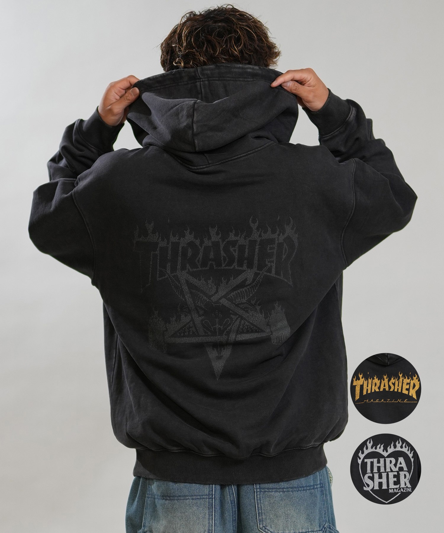 Stone  ブリーチ加工 パーカー THRASHER スラッシャー プルオーバー パーカー フーディー メンズ 裏毛