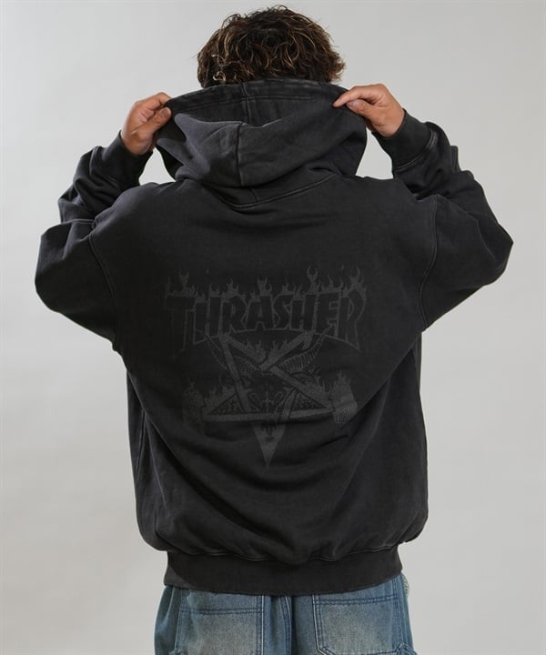 THRASHER スラッシャー プルオーバー パーカー フーディー メンズ 裏毛 420gパウダーブリーチ加工POパーカー 264TH1PK102 ムラサキスポーツ限定