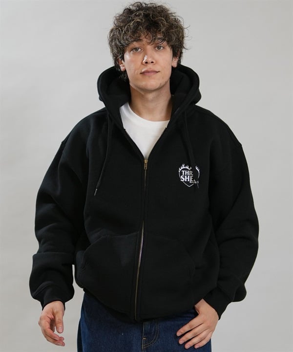 THRASHER スラッシャー ジップアップ パーカー フーディー メンズ 裏起毛 450gCVCワッペン刺繍ZIPパーカー 264TH1PK111 ムラサキスポーツ限定