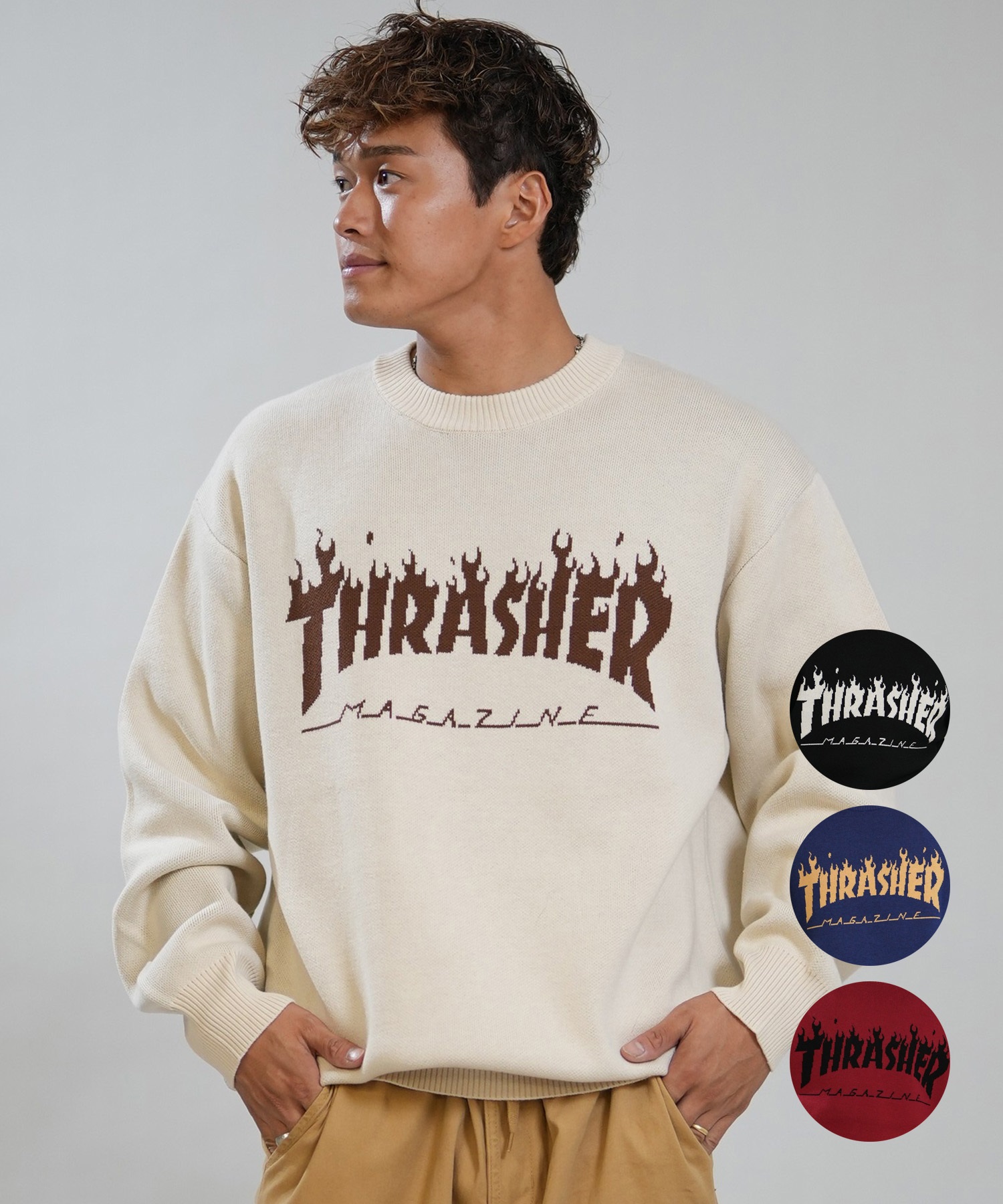 THRASHER スラッシャー ニット セーター メンズ ロゴ JQDニット