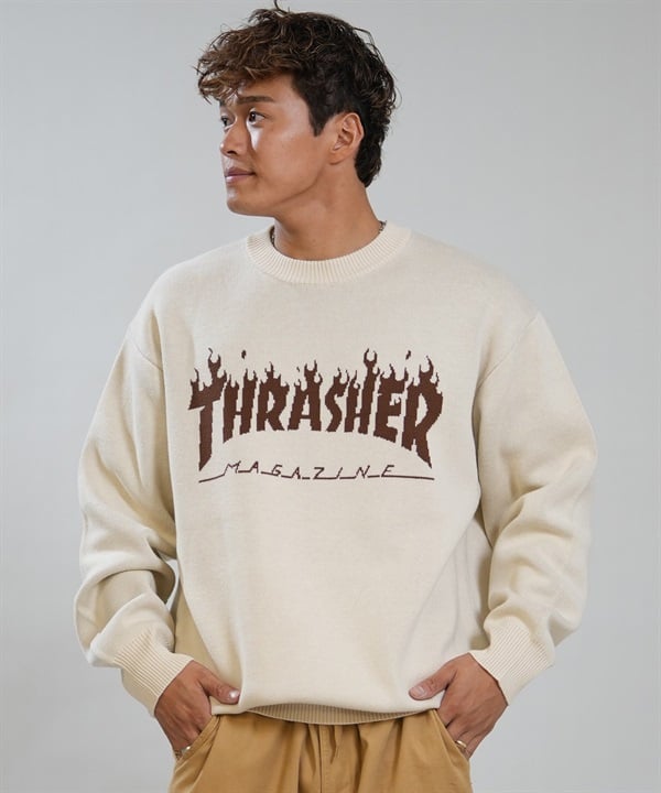 THRASHER スラッシャー ニット セーター メンズ ロゴ JQDニット 264TH1KN103 ムラサキスポーツ限定