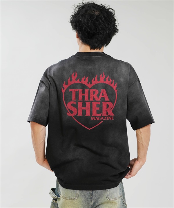 THRASHER スラッシャー 半袖 Tシャツ メンズ バックプリント 古着風 ヴィンテージ加工 262TH1ST077