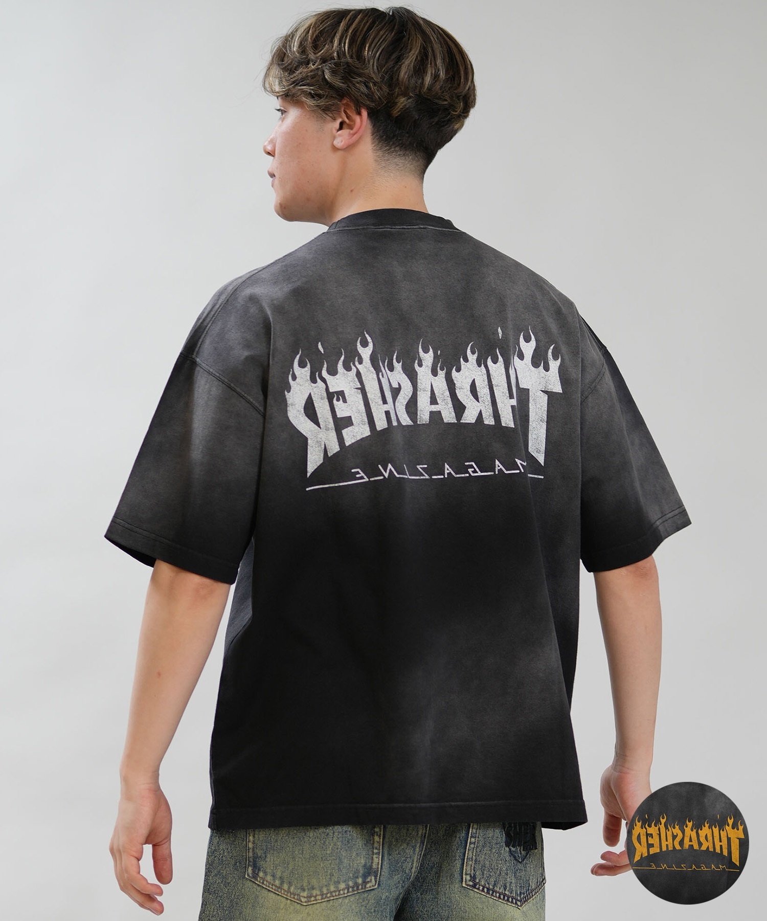 THRASHER スラッシャー 半袖 Tシャツ メンズ バックプリント 古着風