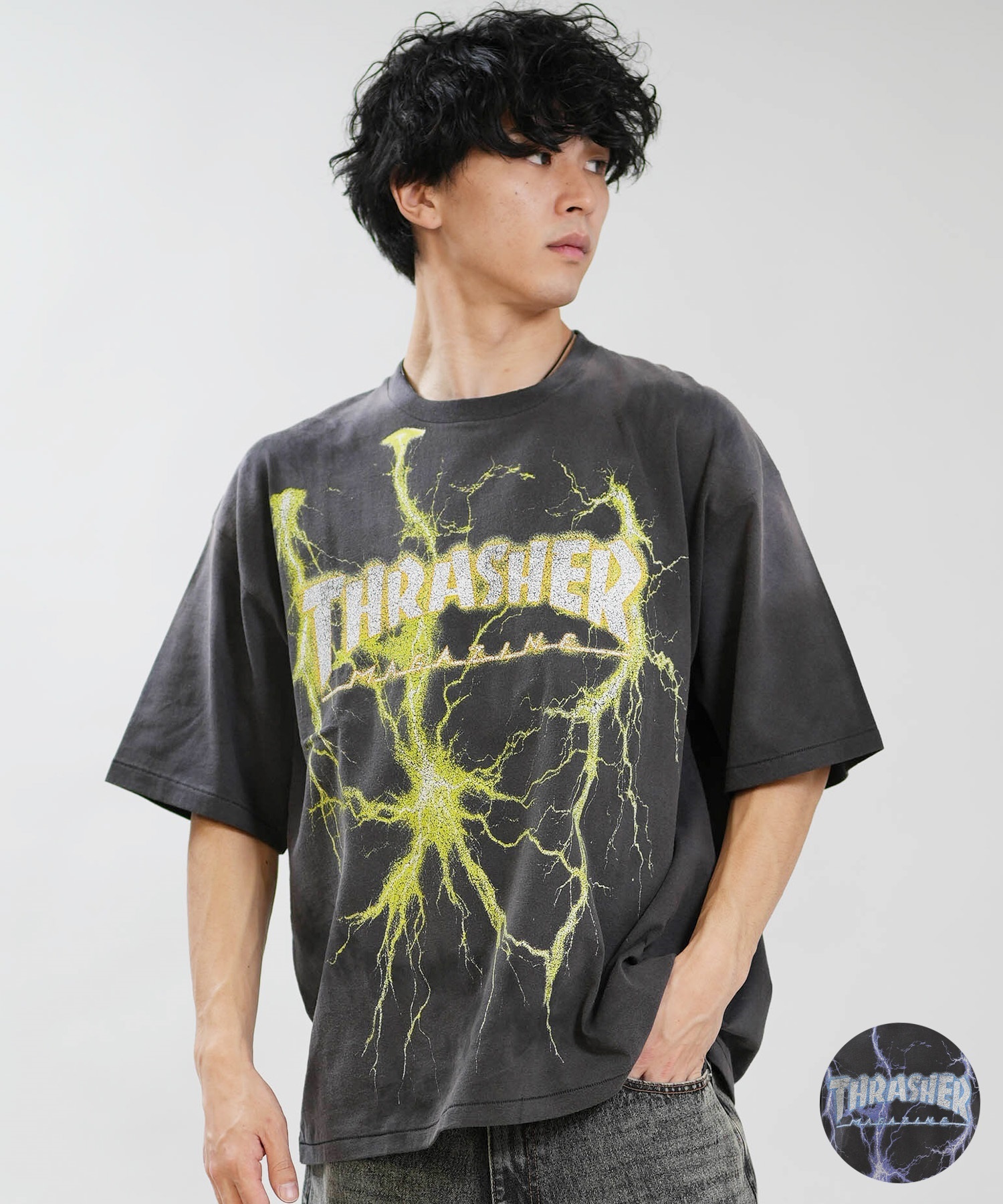 THRASHER スラッシャー 半袖 Tシャツ メンズ 古着風 ヴィンテージ加工