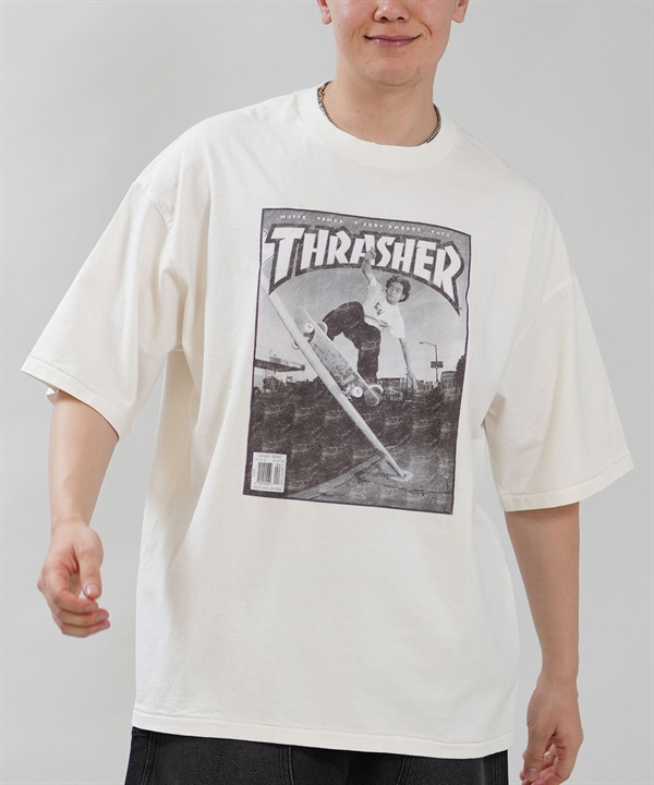THRASHER スラッシャー 半袖 Tシャツ メンズ フロントプリント バックプリント 古着風 ヴィンテージ加工 262TH1ST083