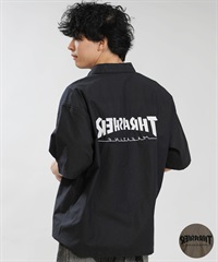 THRASHER スラッシャー 半袖 シャツ メンズ バックプリント 古着風 ヴィンテージ加工 262TH1SH090(GRY-M)