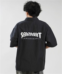 THRASHER スラッシャー 半袖 シャツ メンズ バックプリント 古着風 ヴィンテージ加工 262TH1SH090(BLK-M)