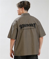 THRASHER スラッシャー 半袖 シャツ メンズ バックプリント 古着風 ヴィンテージ加工 262TH1SH090(GRY-M)