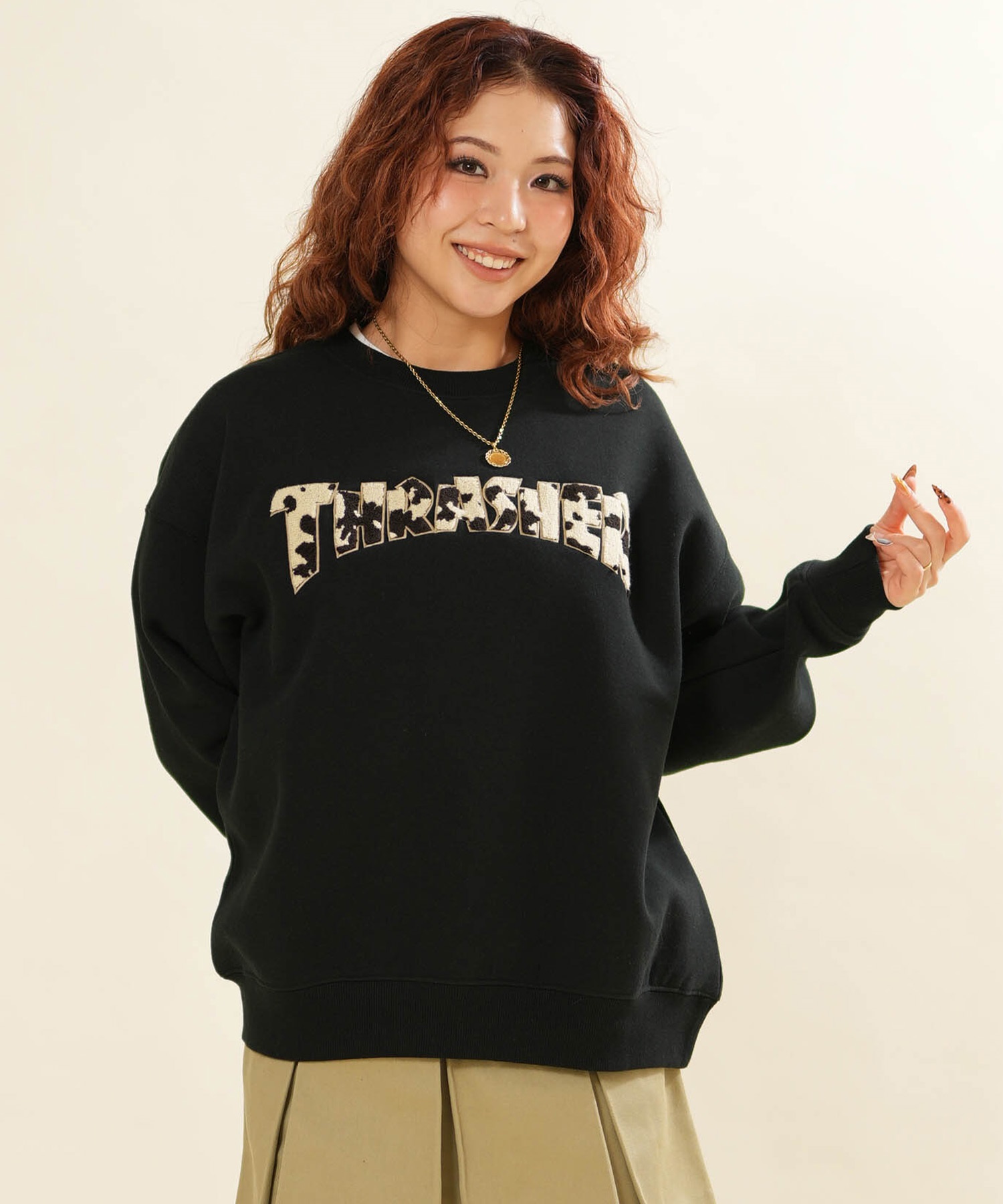 mutaMARINE　 レオパード　豹柄 Tシャツ ホワイト レオパード柄ロゴ THRASHER スラッシャー トレーナー スウェット レディース ロゴ ヒョウ