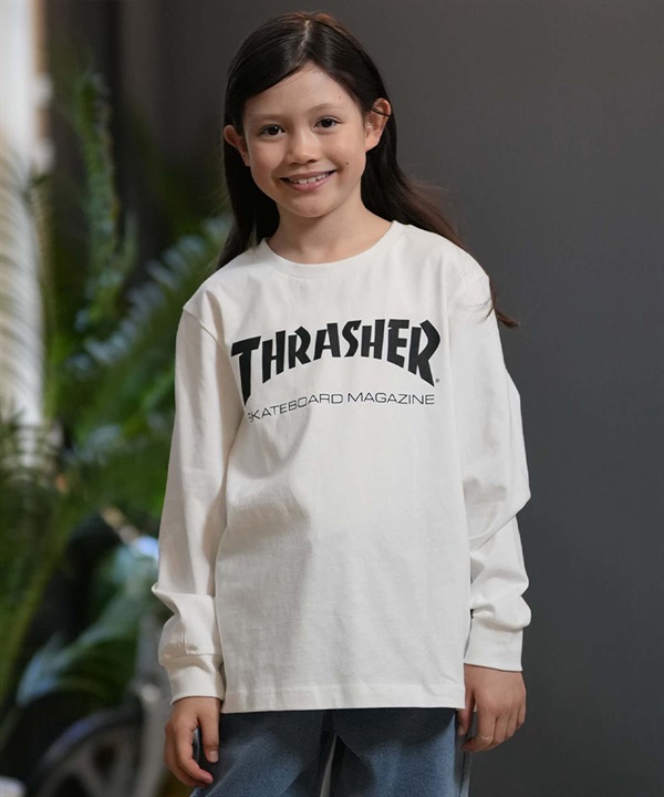 THRASHER スラッシャー 長袖 Tシャツ ロンT キッズ 子供 オーバーサイズ プリント ロゴ 26MA907-42
