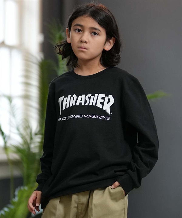 THRASHER スラッシャー 長袖 Tシャツ ロンT キッズ 子供 オーバーサイズ プリント ロゴ 26MA907-42