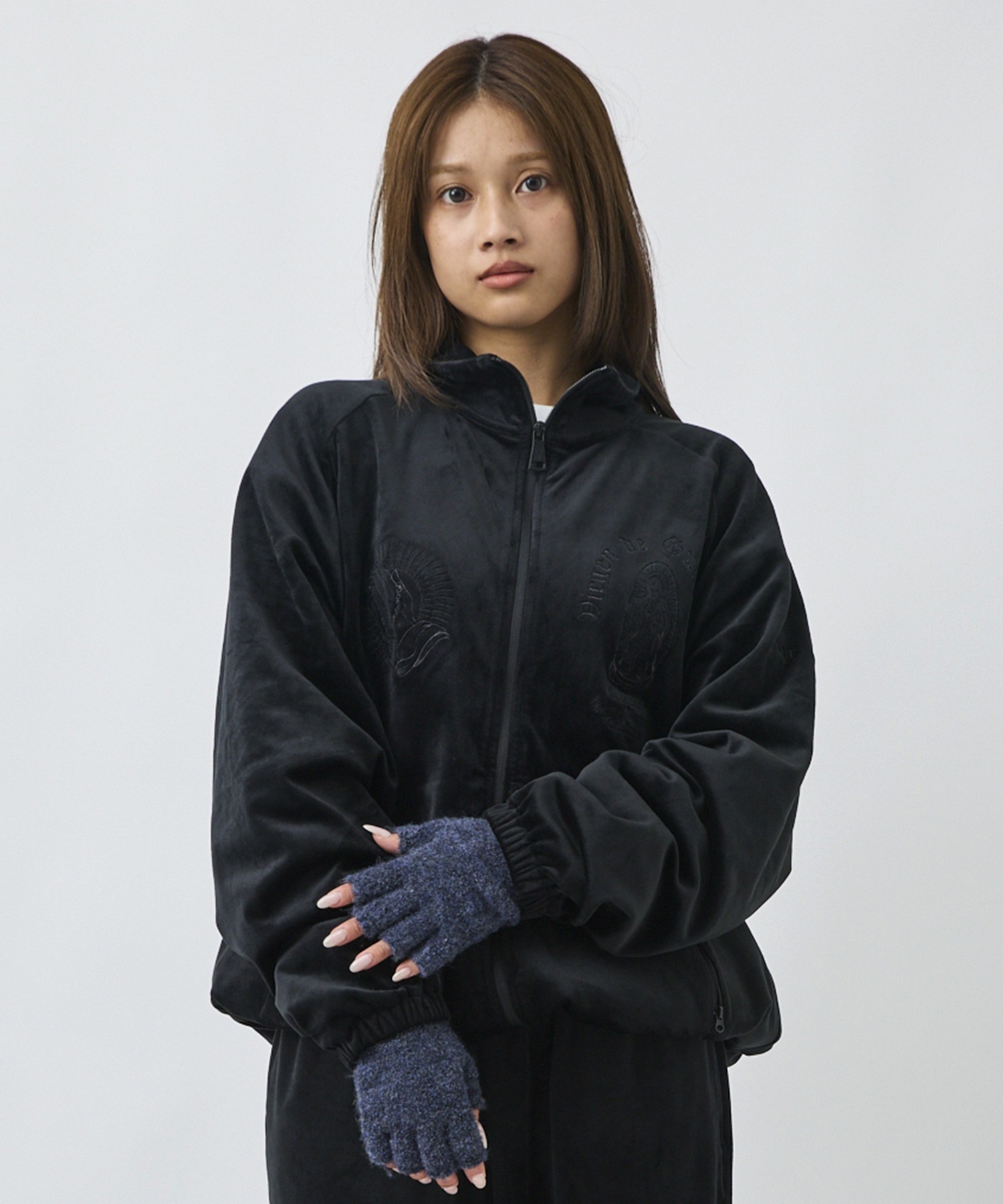  ベロアキルティングトラックジャケット DEAR LAUREL ディアローレル トラックジャケット メンズ ベロア ジップ