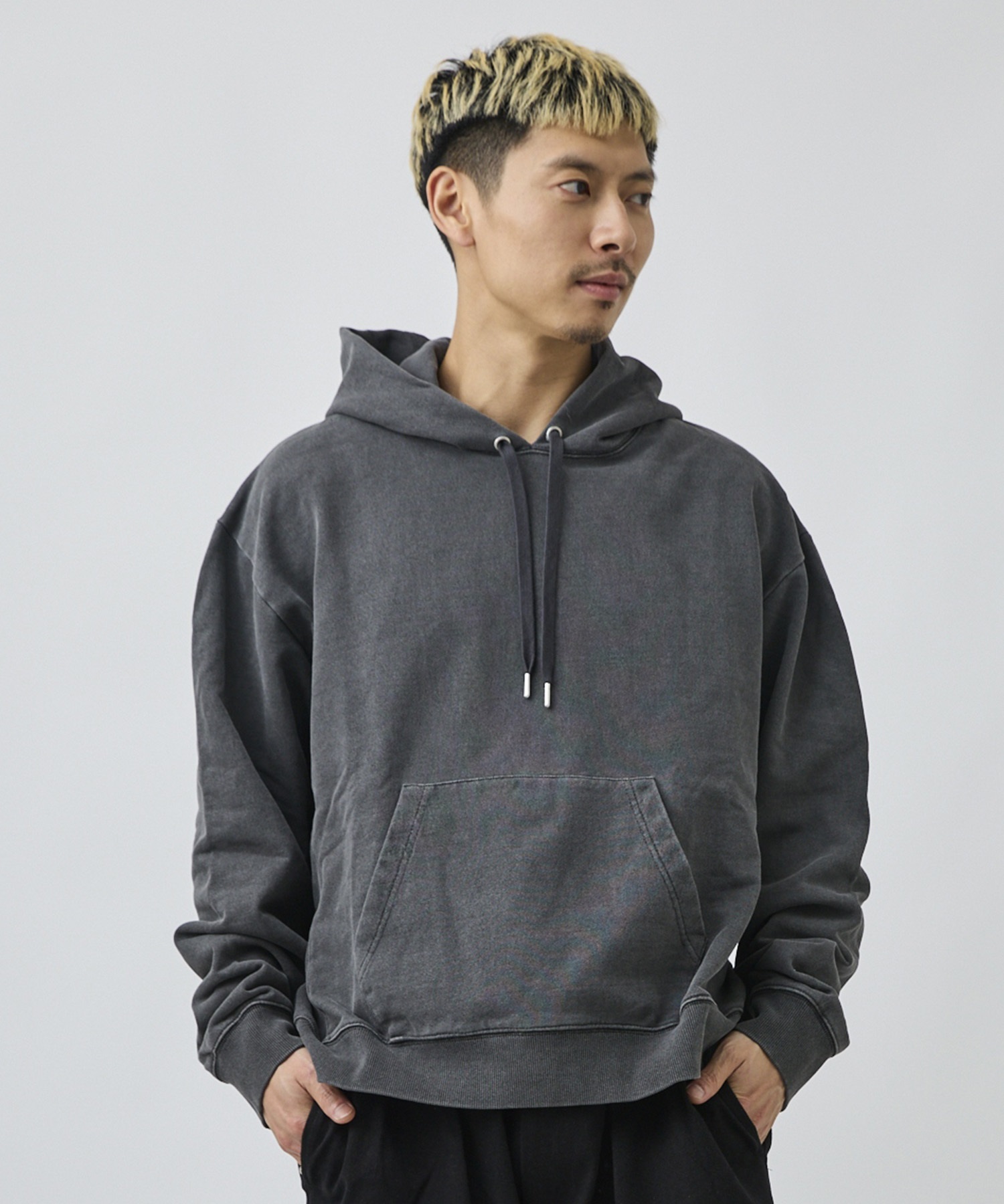 DEAR LAUREL ディアローレル プルオーバー パーカー フーディー メンズ ピグメント加工 無地 裏毛 DL26F-1201(BLK-M)