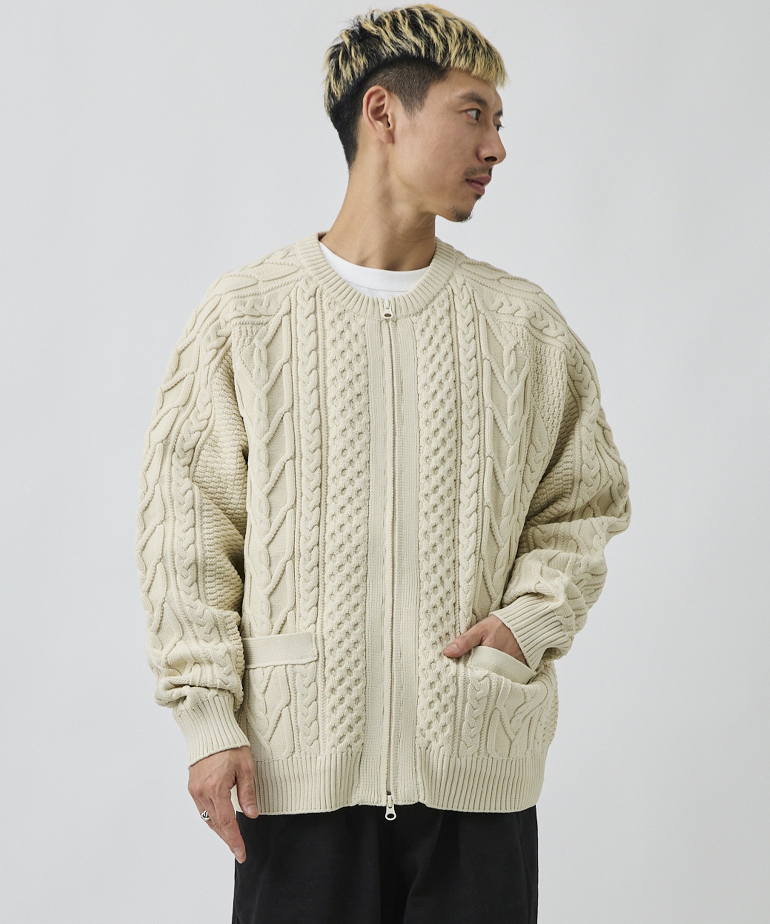 DEAR LAUREL ディアローレル カーディガン メンズ ダブルジップ ARAN