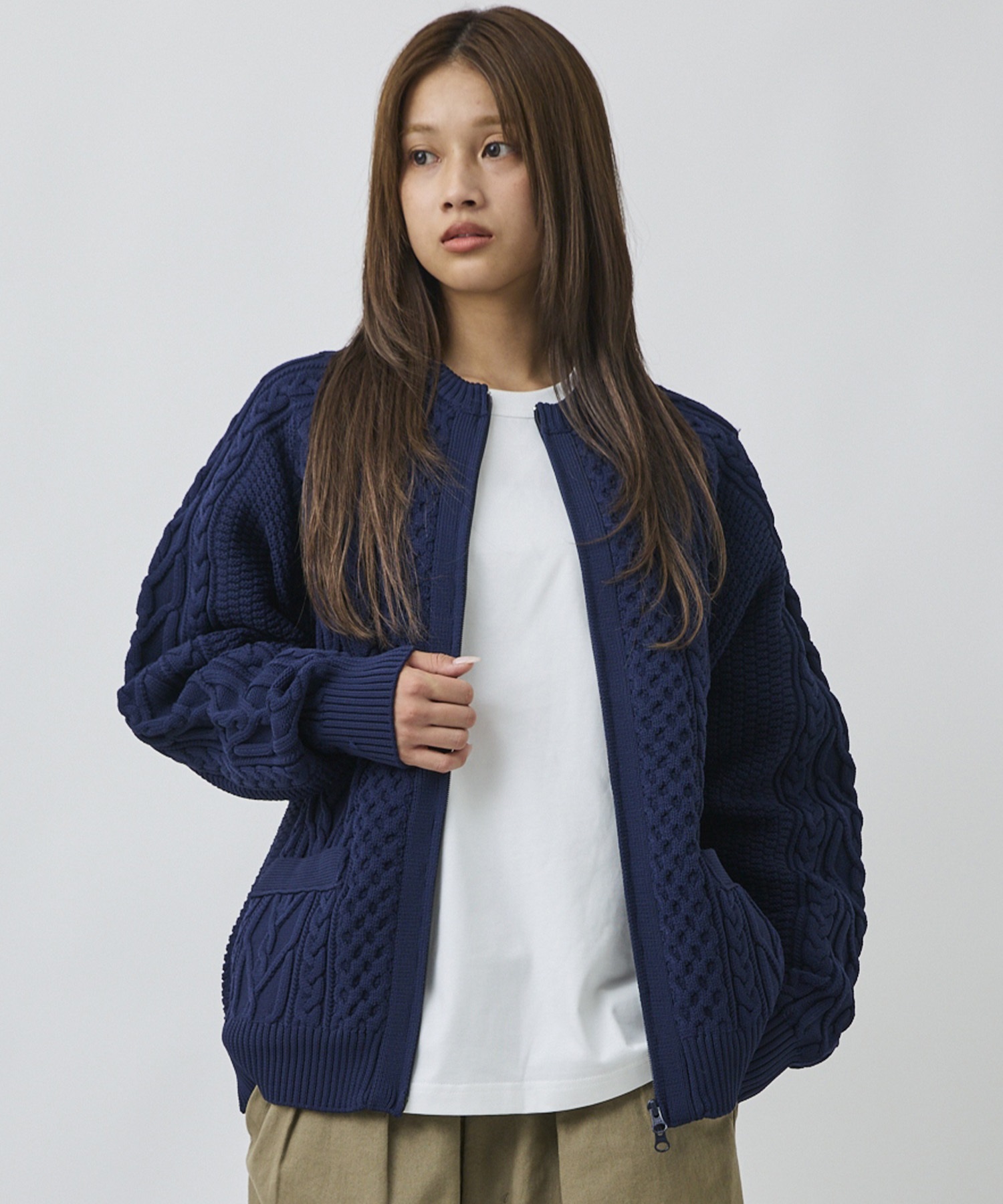 DEAR LAUREL ディアローレル カーディガン メンズ ダブルジップ ARAN