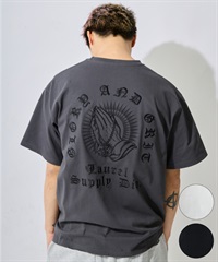 DEAR LAUREL ディアローレル 半袖 Tシャツ メンズ バックプリント LETTER SOUL PRAYING HAND DL26S-2104(WHT-M)