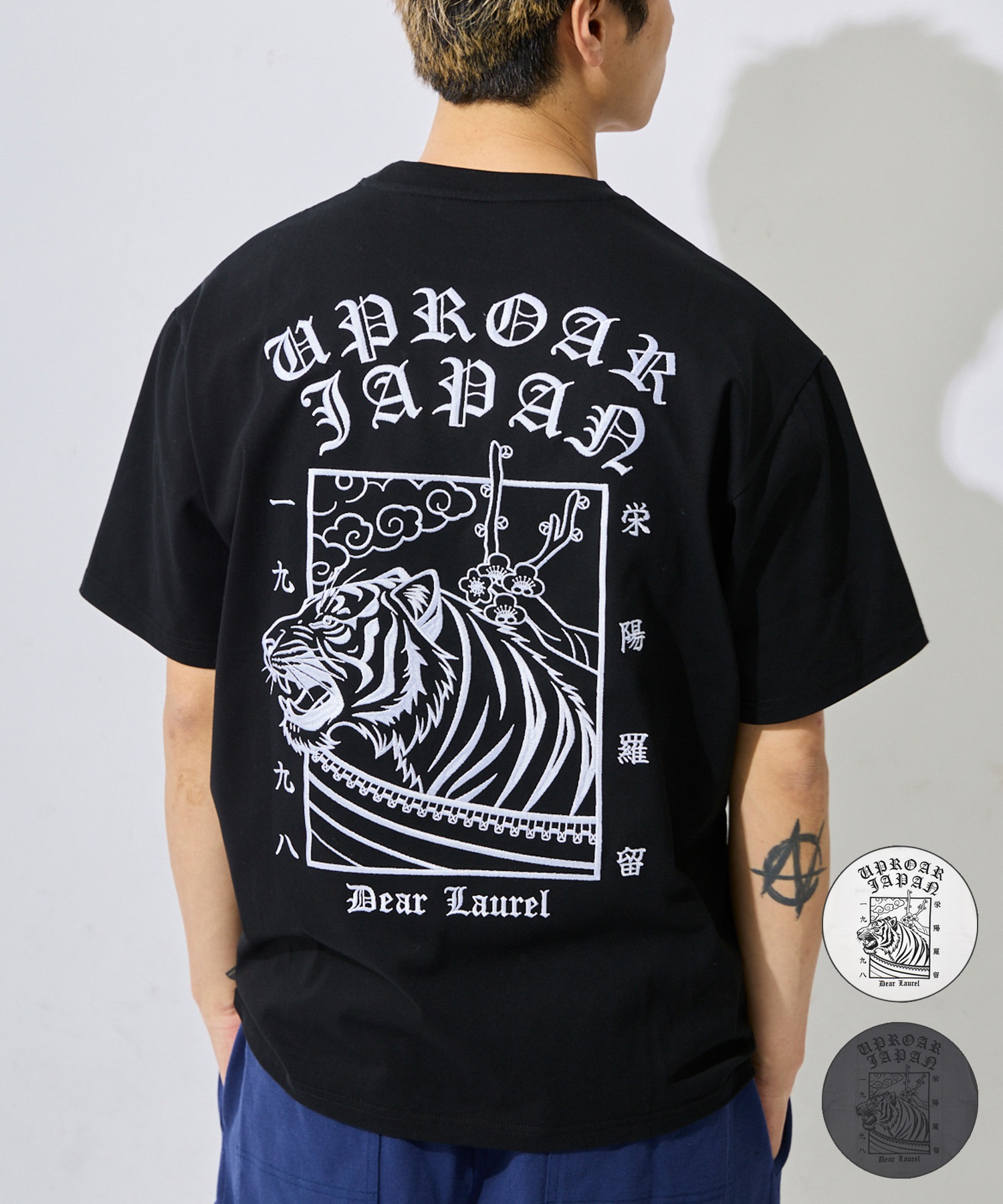 DEAR LAUREL ディアローレル 半袖 Tシャツ メンズ ロゴ 和柄 刺繍 DEAR LAUREL ディアローレル 半袖 Tシャツ メンズ ロゴ 和柄 刺繍