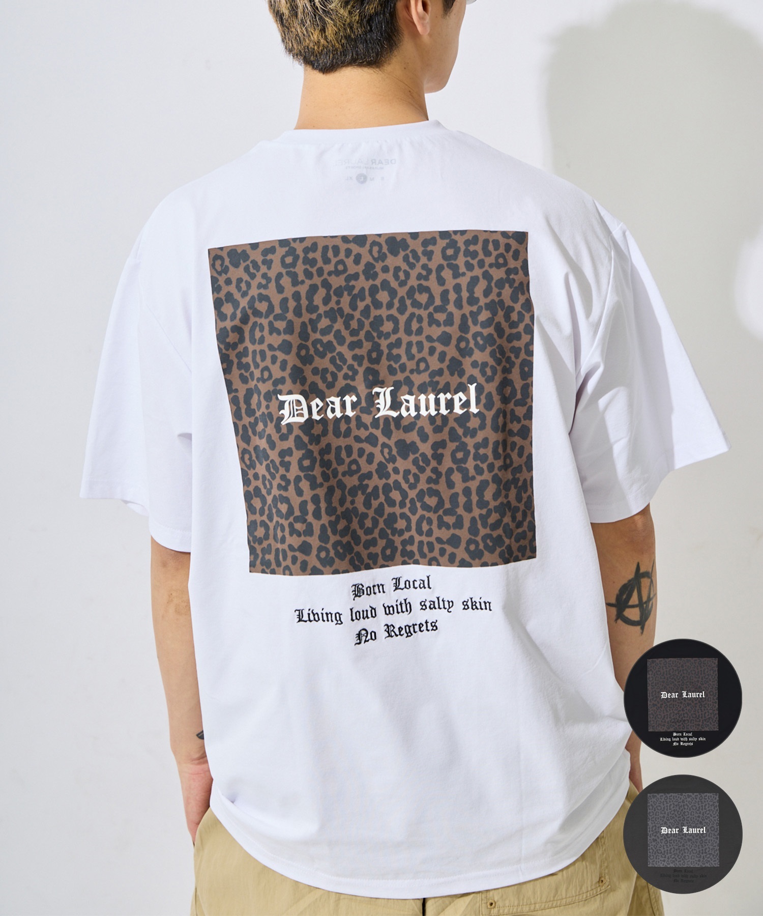 DEAR LAUREL ディアローレル 半袖 Tシャツ メンズ ロゴ レオパード柄