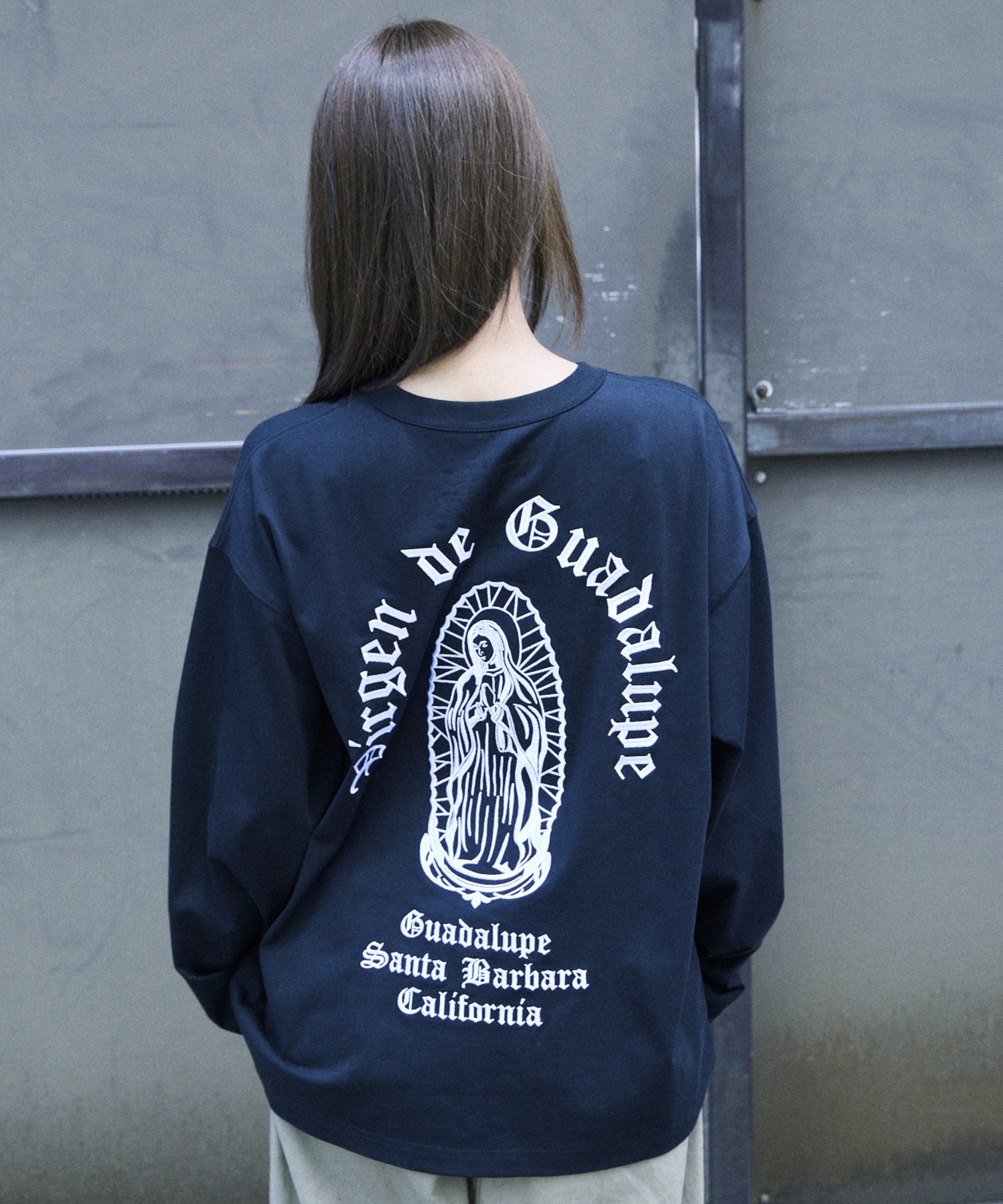 DEAR LAUREL ディアローレル 長袖 Tシャツ ロンT メンズ バックプリント DL26F-2201(BLK-M)