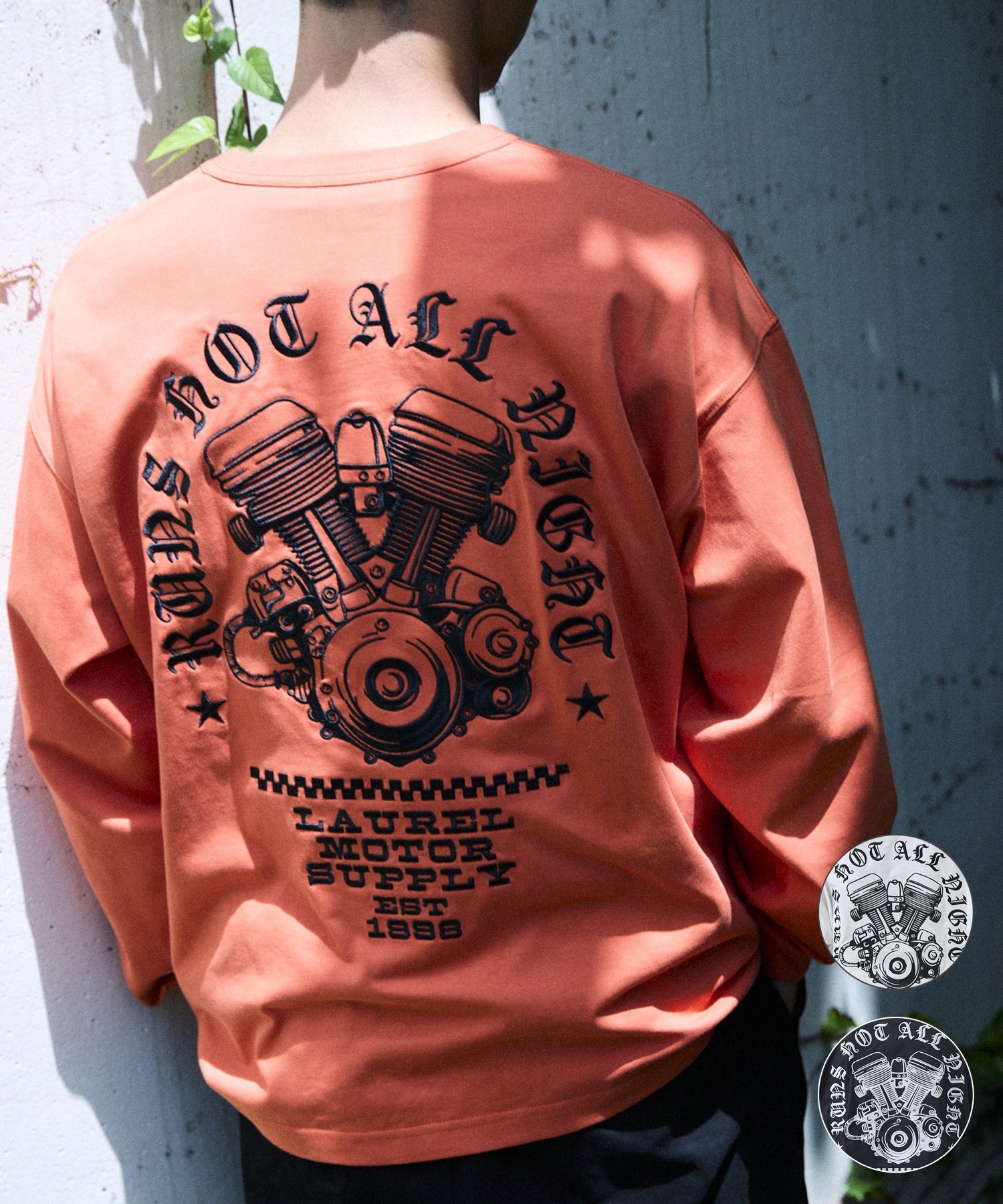 DEAR LAUREL ディアローレル 長袖 Tシャツ ロンT メンズ バックプリント DL26F-2203(WHT-M)
