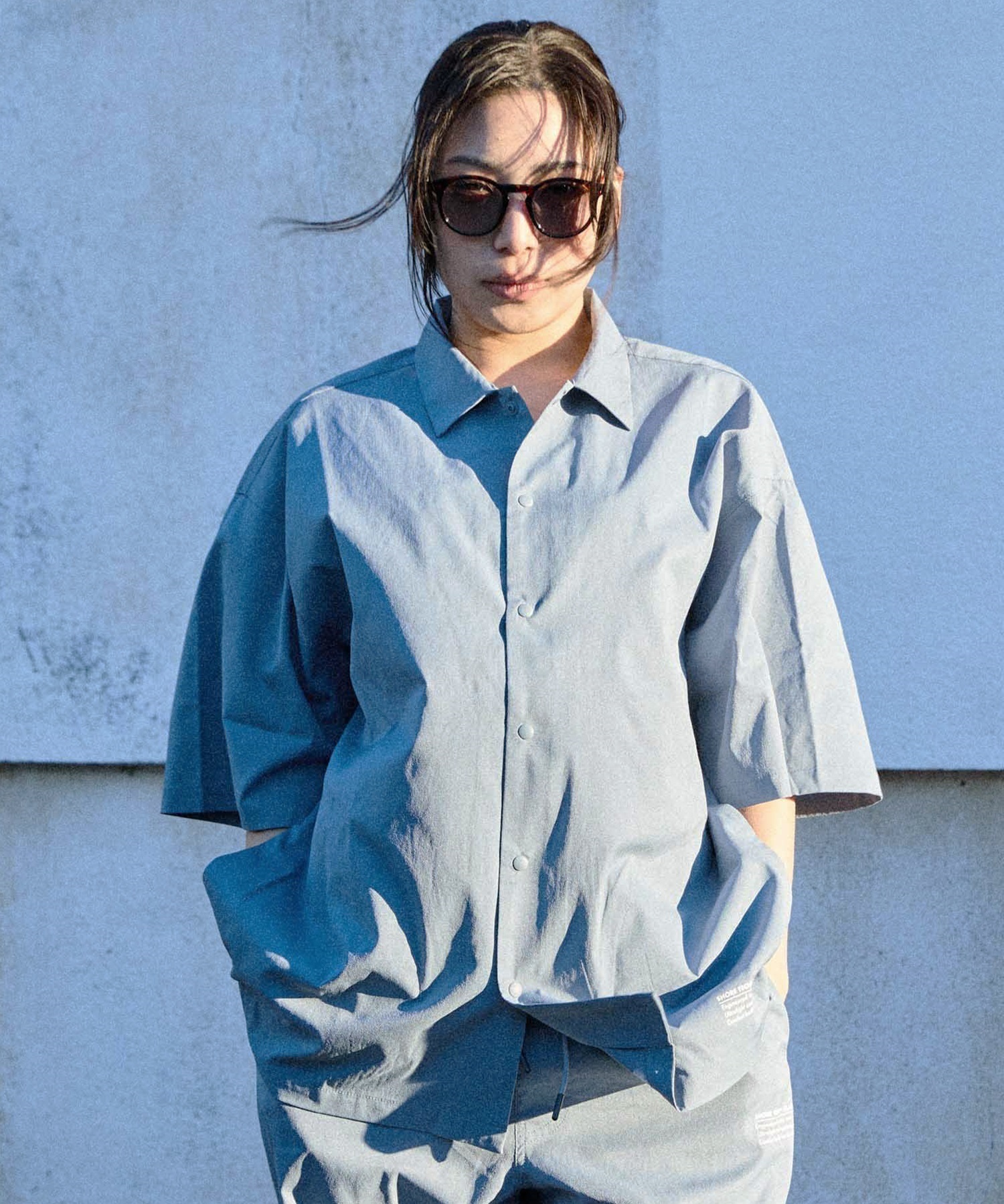 DEAR LAUREL ディアローレル 半袖 シャツ メンズ セットアップ対応 SHORE TECH SS SHIRT DL26S-2402(GRY-M)