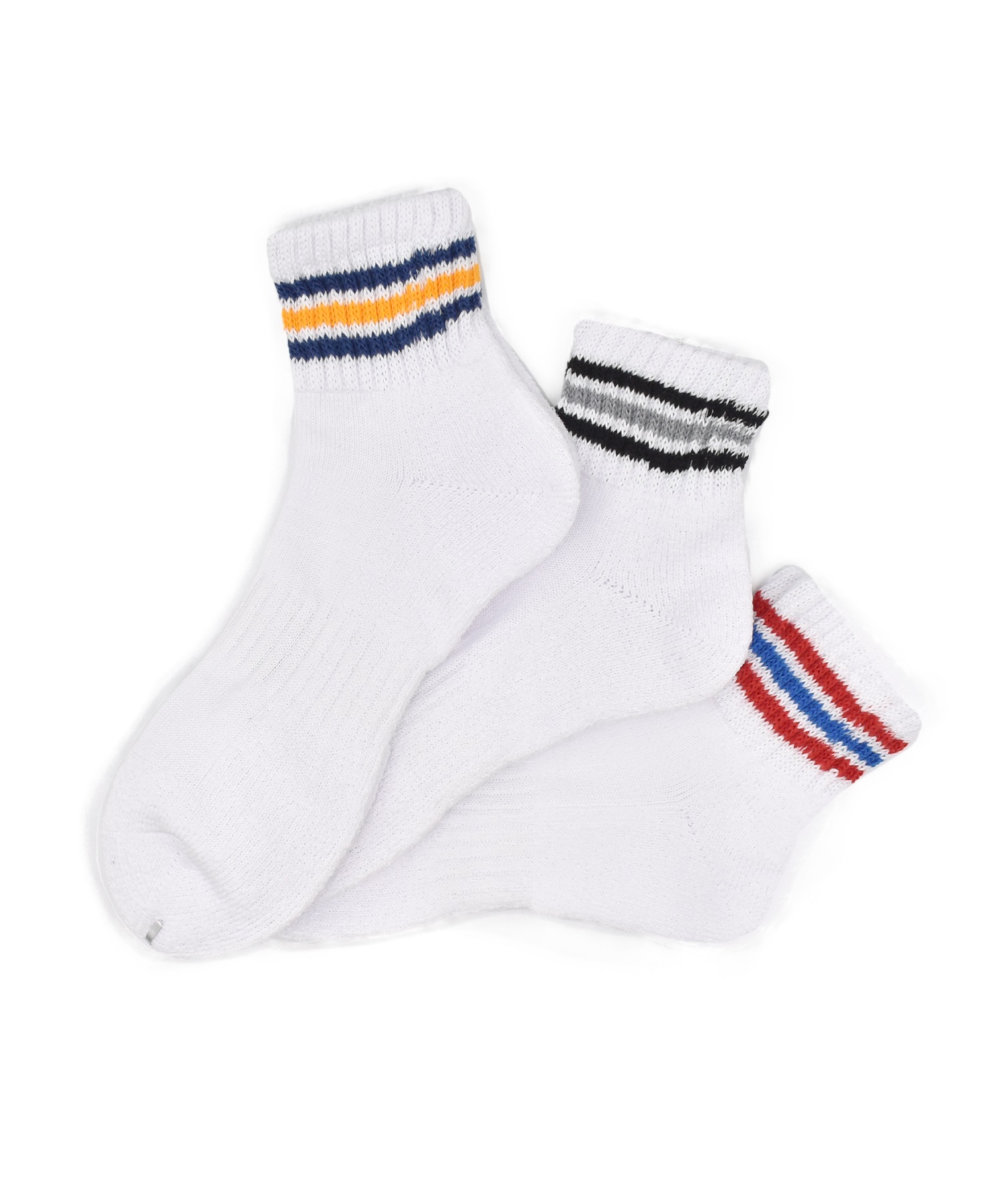 DEAR LAUREL ディアローレル ソックス 靴下 メンズ クォーターソックス LINE QUARTER SOCKS DL6S31-1803(WHITE-M)