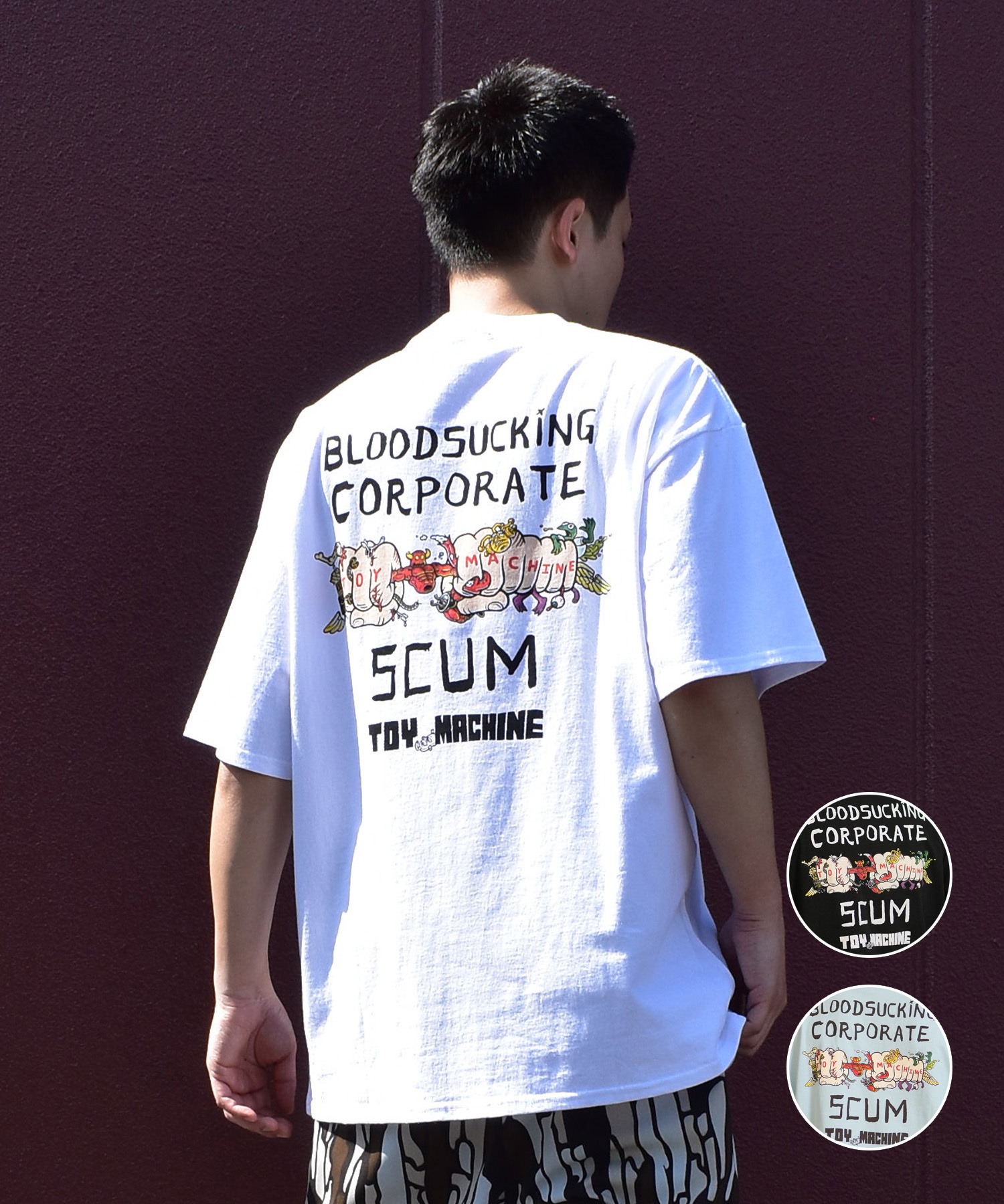 TOY MACHINE トイマシーン 半袖 Tシャツ メンズ バックプリント LIVING