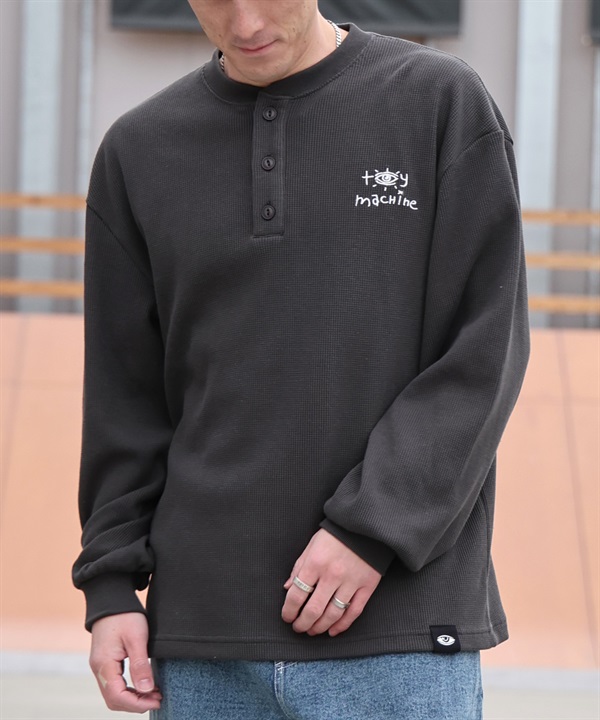 TOY MACHINE トイマシーン 長袖 Tシャツ ロンT メンズ サーマル ヘンリーネック MTMPGLT4
