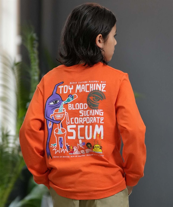 TOY MACHINE トイマシーン 長袖 Tシャツ ロンT キッズ 子供 オーバーサイズ プリント ロゴ 26MA404-42